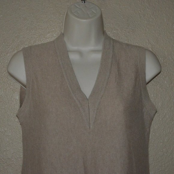 Sz XS Vince Tan Cashmere Sleeveless Tunic Sweater Top - Picture 2 of 6